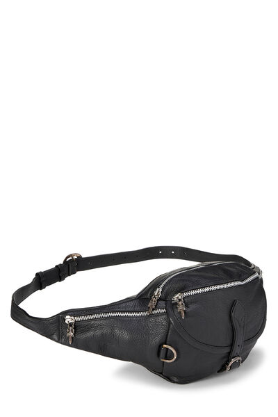 Black Leather Snat Pack Waist Bag, , large