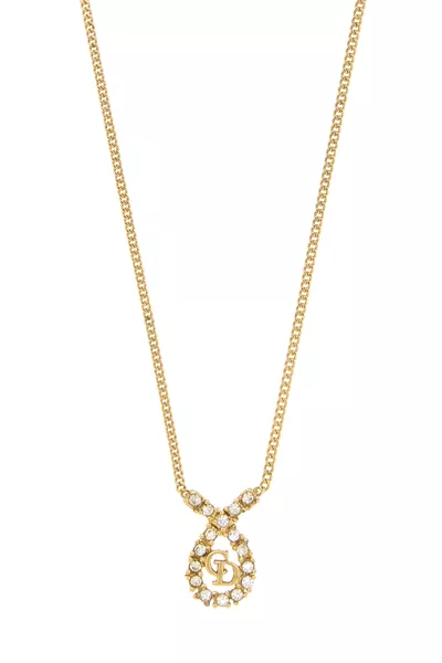 Gold Crystal Logo Necklace, , large