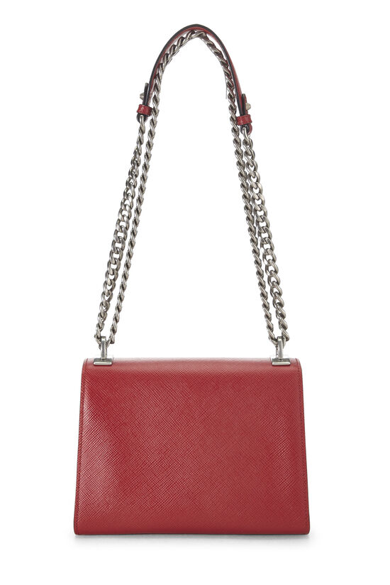 Red Saffiano Leather Monochrome Shoulder Bag, , large image number 3