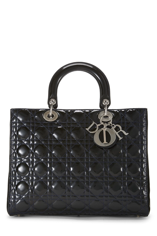 Navy Cannage Patent Leather Lady Dior Large, , large image number 0