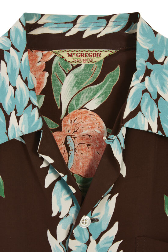 Brown Floral McGregor Hawaiian Shirt, , large image number 1
