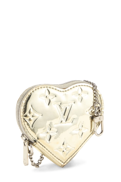 Silver Monogram Miroir Heart Coin Purse, , large