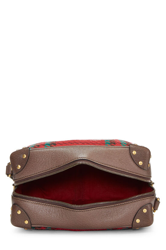 Red & Brown Houndstooth Wool Interlocking GG Shoulder Bag, , large image number 8
