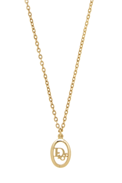 Gold Oval Logo Necklace, , large