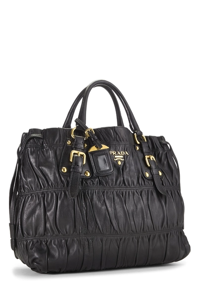Black Nappa Gaufre Tote, , large