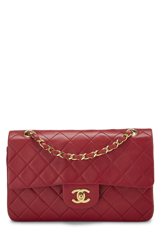 Red Quilted Lambskin Classic Double Flap Small, , large image number 0