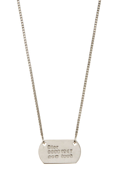 Silver Monogram Logo Tag Necklace, , large