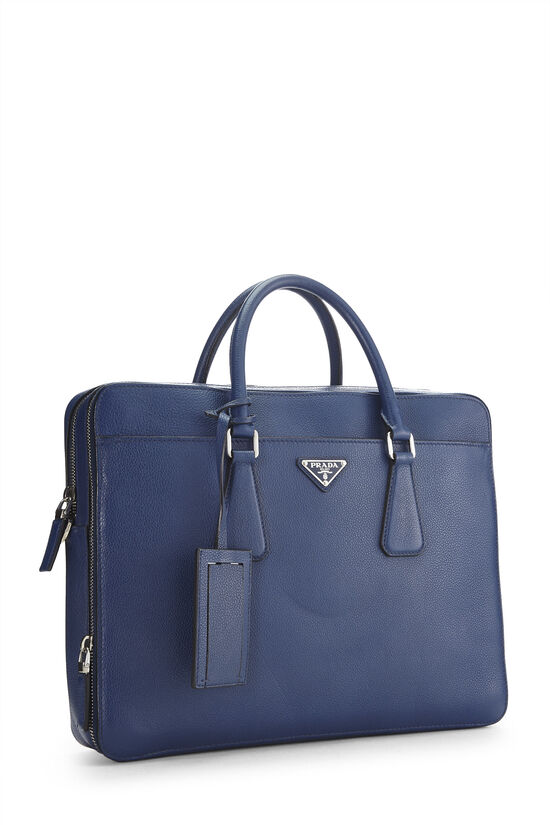 Blue Vitello Daino Briefcase, , large image number 1