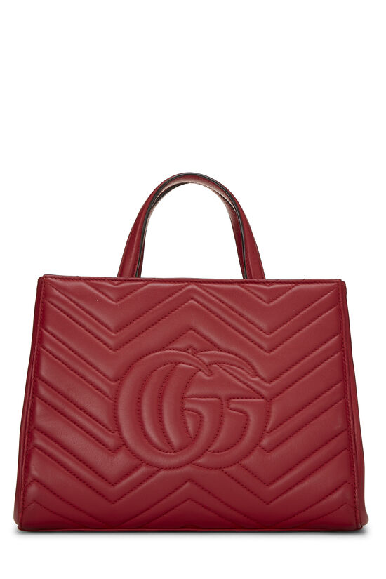 Red Leather GG Marmont Top Handle Bag Small , , large image number 5
