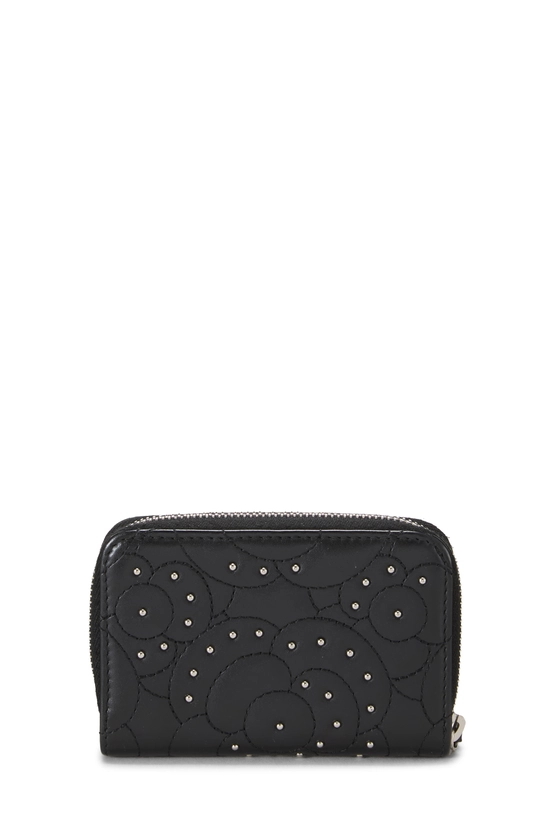 Black Studded Camellia Coin Purse, , large image number 2