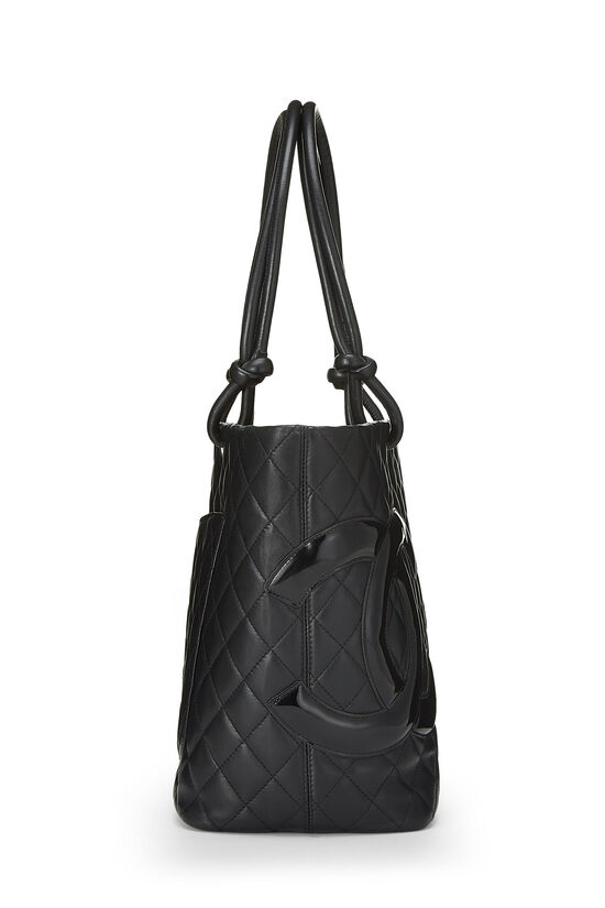 Black Quilted Calfskin Cambon Tote Large, , large image number 3