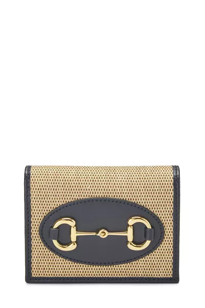 Navy Canvas Horsebit Compact Wallet
