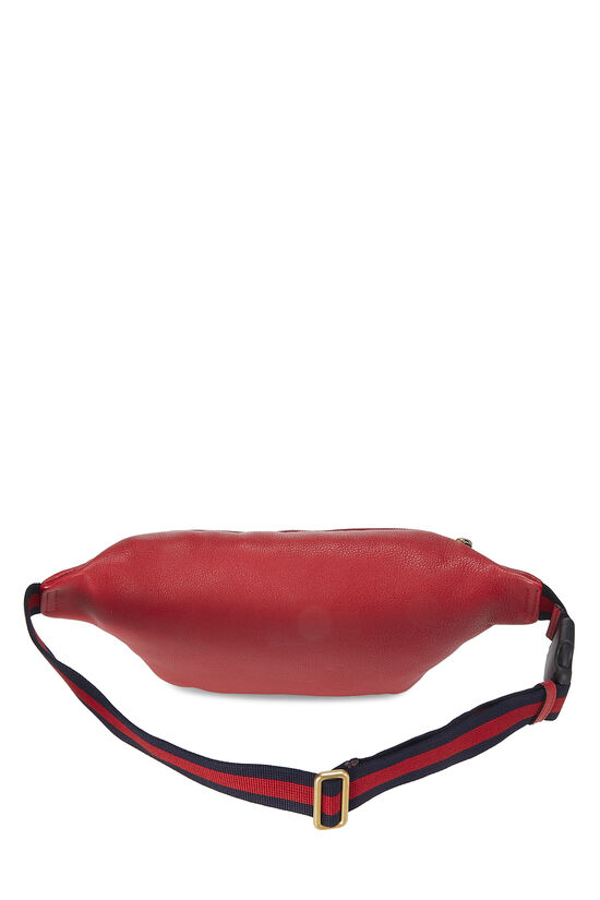 Red Leather Logo Print Belt Bag