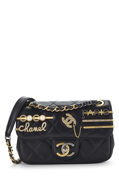 Black Lambskin Coco Clips Rectangular Flap Mini
