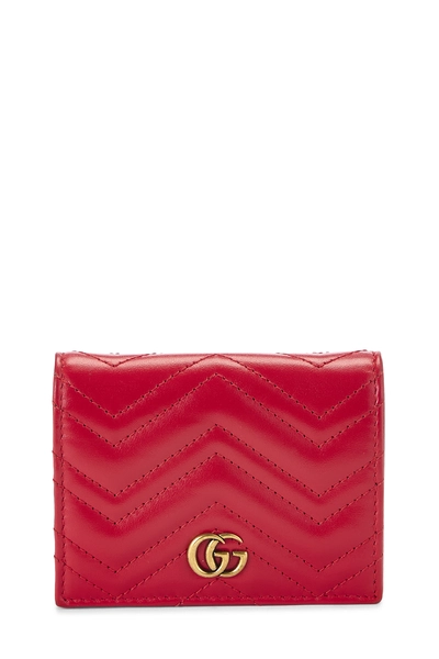 Red Leather GG Marmont Card Case