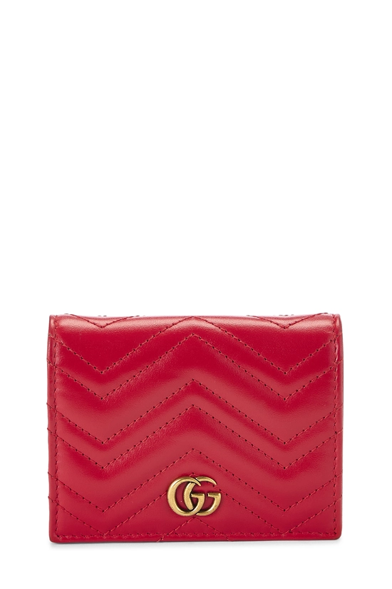 Red Leather GG Marmont Card Case, , large image number 0