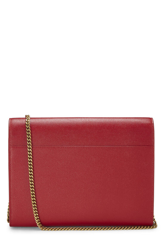 Red Grainy Leather Cassandra Wallet On Chain (WOC), , large image number 3