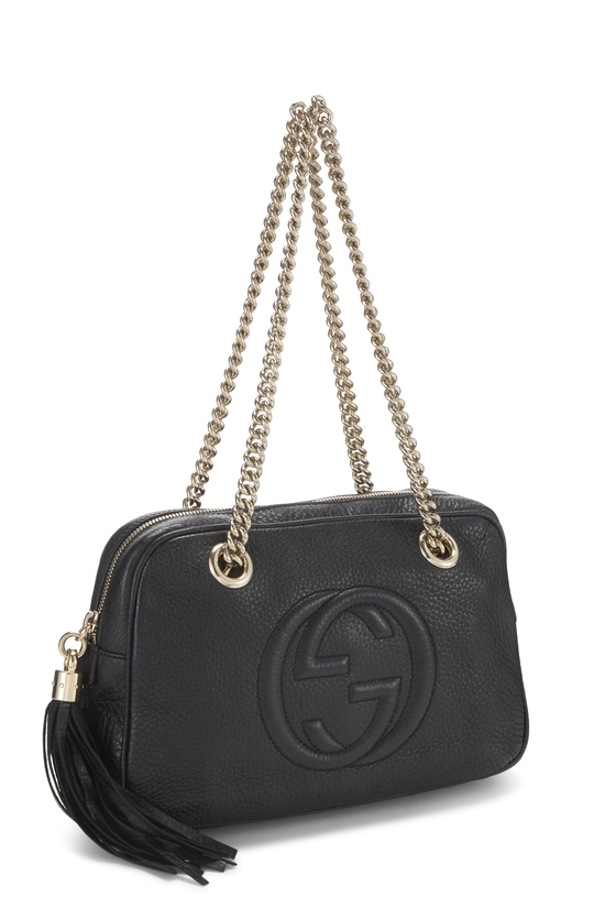 Black Leather Soho Chain Shoulder Bag, , large image number 1