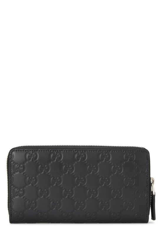 Black Embossed Guccissima Zip Around Wallet, , large image number 2