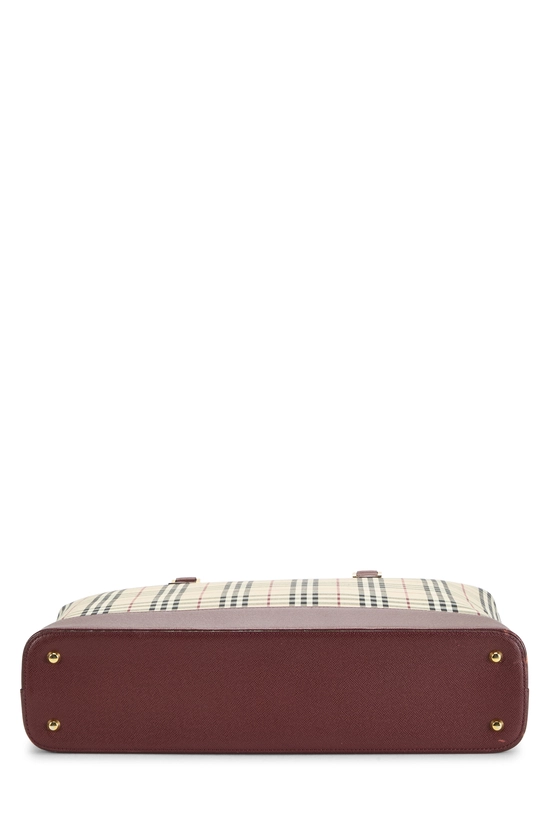 Burgundy Jacquard Check Zip Tote Medium, , large image number 4