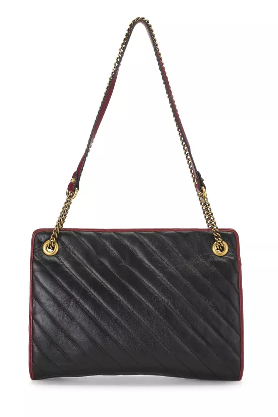 Black Leather GG Marmont Shoulder Bag , , large image number 3