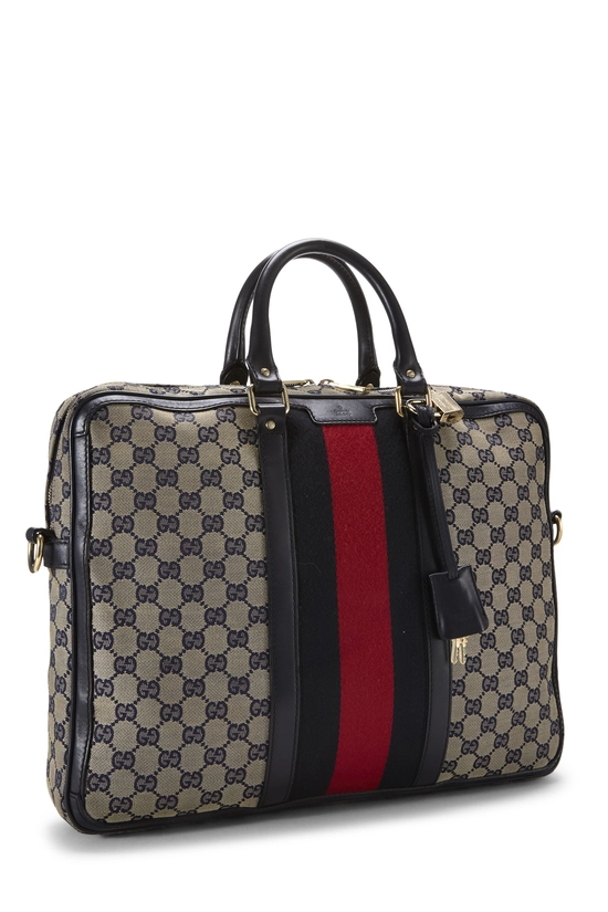 Navy GG Canvas Web Briefcase, , large image number 1