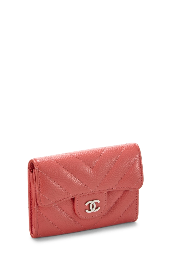 Pink Caviar Chevron Compact Wallet, , large image number 1
