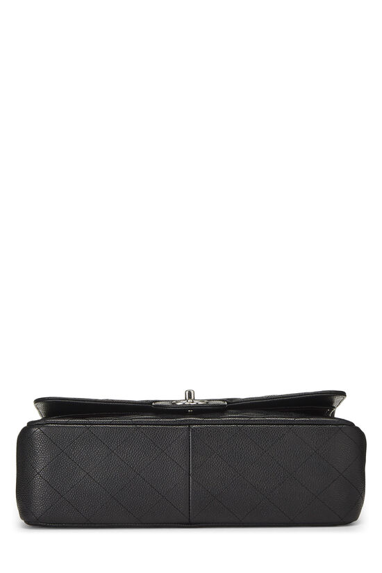 Timeless Chanel Black Quilted Caviar Leather Classic Jumbo Single