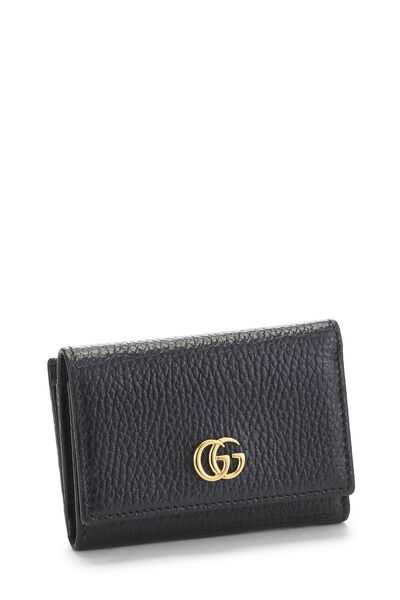 Black Leather French Compact Zip Wallet, , large