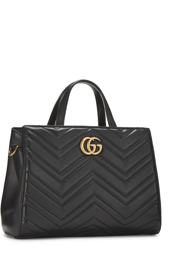 Black Leather GG Marmont Top Handle Bag Small, , large image number 3