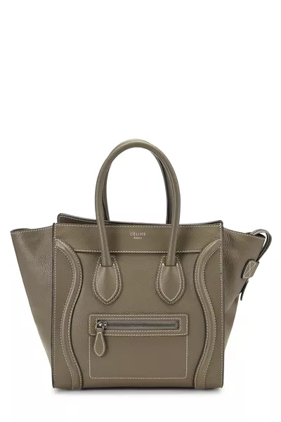 Grey Drummed Calfskin Luggage Micro