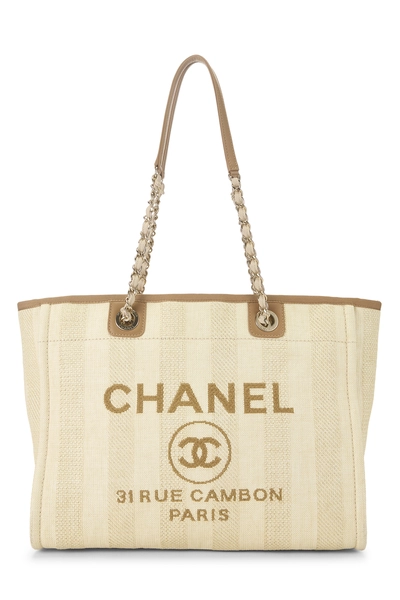 Chanel Beige Raffia Deauville Small