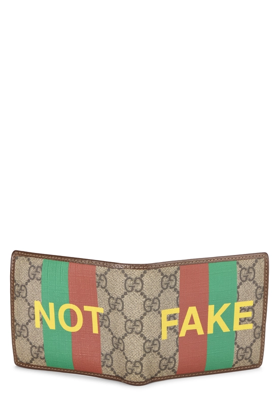 Pre-Owned Brown GG Supreme Canvas 'Fake/Not' Bifold Wallet