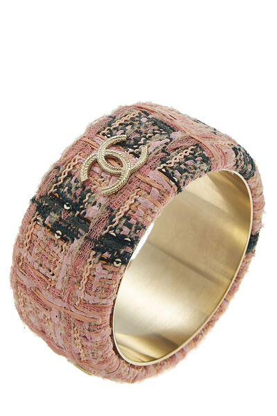 Pink Tweed 'CC' Bangle