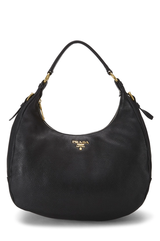 Black Vitello Daino Hobo Medium, , large image number 0