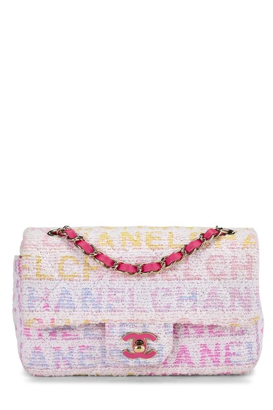 Multicolor Pink Quilted Tweed Rectangular Flap Mini, , large image number 0