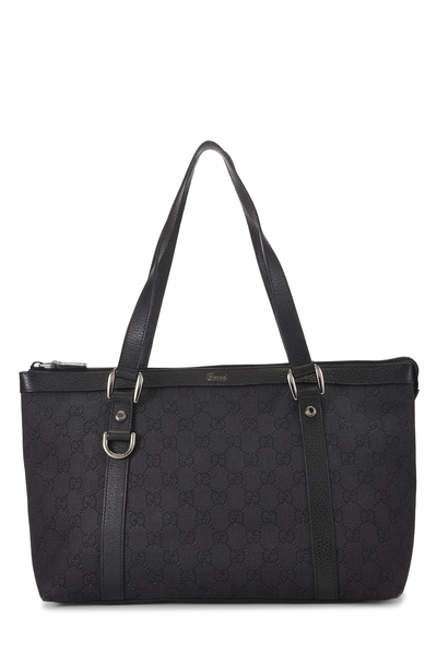 Gucci Black GG Denim Abbey Zip Tote