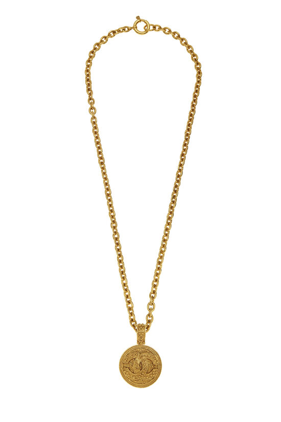 Gold Filigree 'CC' Round Necklace, , large image number 0