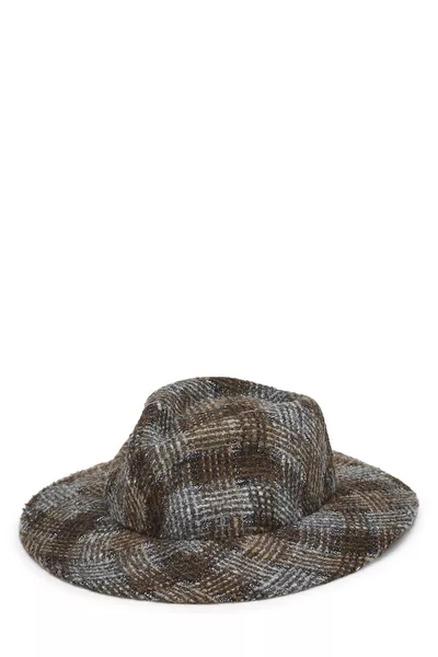 Brown & Grey Wool Fedora Medium, , large