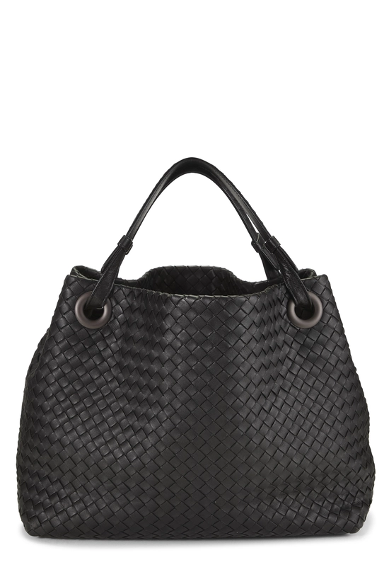 Black Intrecciato Garda Tote Medium, , large image number 3