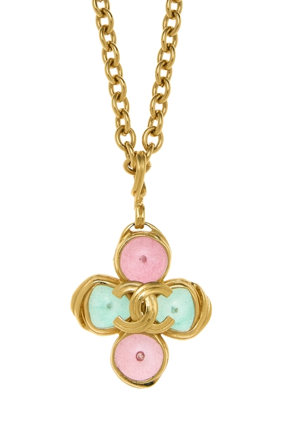 Gold & Multicolor Gripoix Necklace, , large