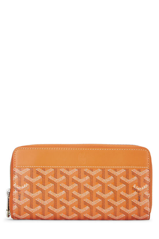 Orange Goyardine Matignon Continental Zip Wallet, , large image number 0