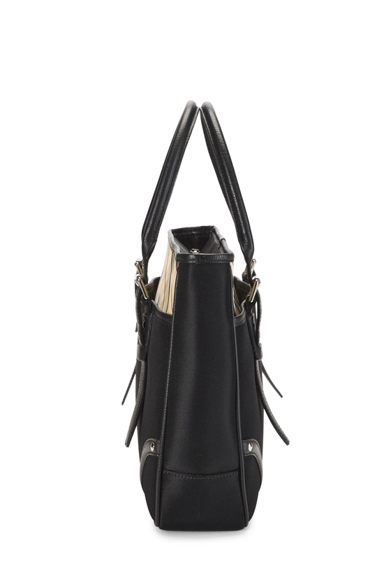 Black Nylon Check Zip Tote Medium, , large image number 2
