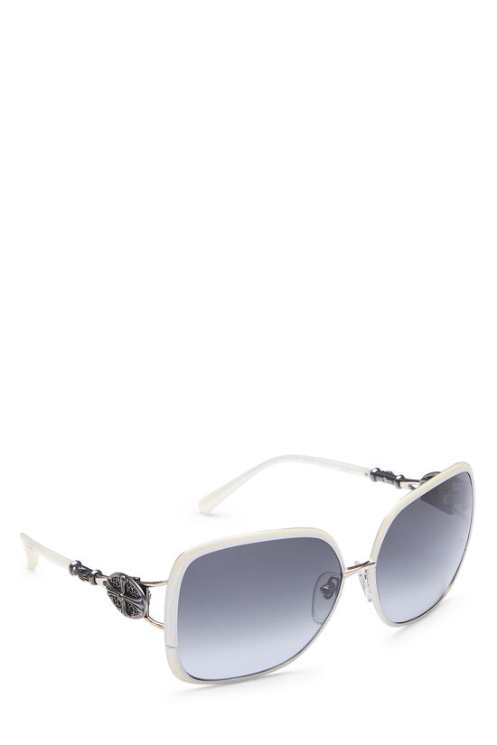 White Acetate Slunt Sunglasses, , large image number 1