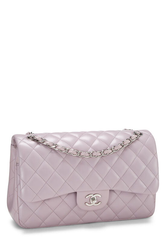 Chanel Peach Quilted Patent Leather Classic Jumbo Double Flap Bag