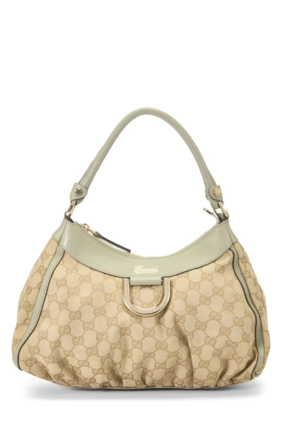 Gucci Green Original GG Canvas D-Ring Abbey Shoulder Bag Small