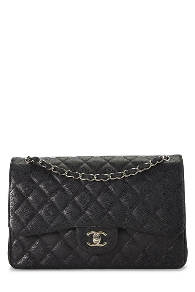 Chanel Black Quilted Caviar New Classic Flap Jumbo