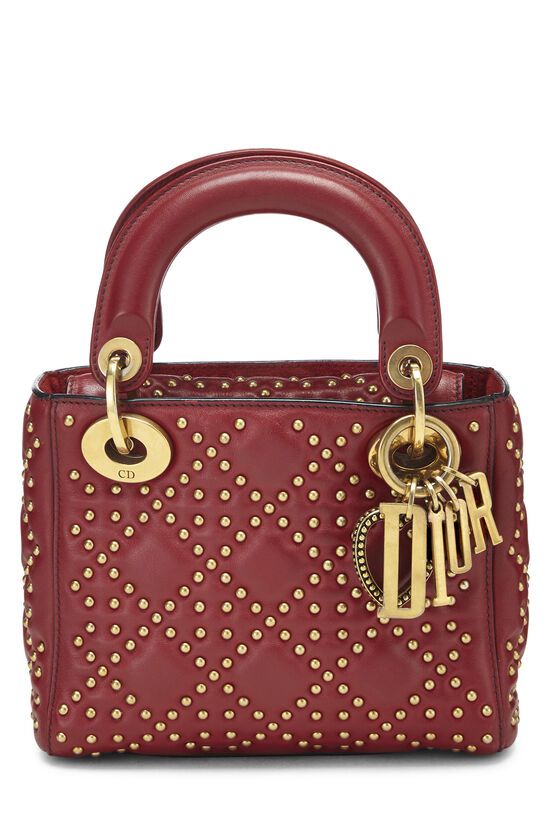 Red Studded Leather Lady Dior Mini, , large image number 1