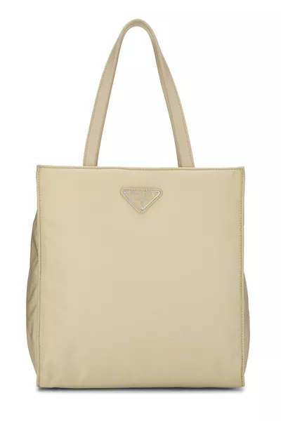 Beige Nylon Convertible Tote