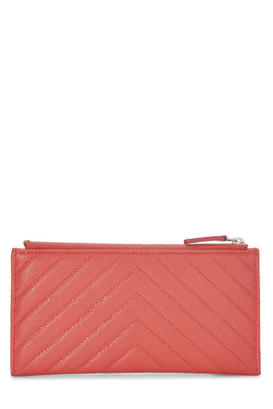 Orange Quilted Caviar Zip Pouch Wallet, , large image number 2